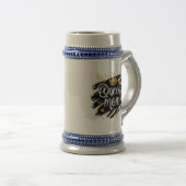 Boho Rainbow Mama – Warm Earthy Tones Design ビールジョッキ (正面右)