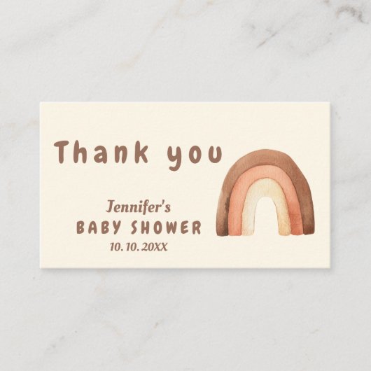 Boho rainbow minimalism baby showerありがとう エンクロージャーカード (正面)