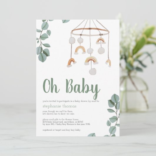 Boho Rainbow Mobile Baby Shower by Mail Greenery 招待状 (スタンド正面)