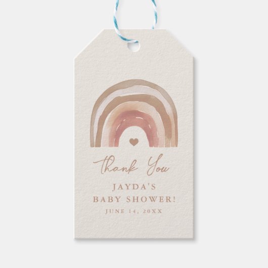 Boho Rainbow Neutral Baby Showerありがとうございますお願い ギフトタグ (正面)
