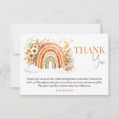 Boho Rainbow Neutral Baby Shower Books for Baby サンキューカード (正面)