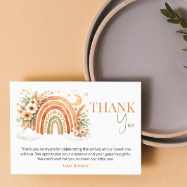 Boho Rainbow Neutral Baby Shower Books for Baby サンキューカード