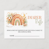 Boho Rainbow Neutral Baby Shower Diaper Raffle エンクロージャーカード (正面)