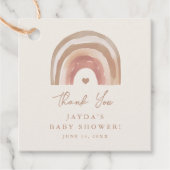 Boho Rainbow Neutral Baby Shower Thank You フェイバータグ (正面)
