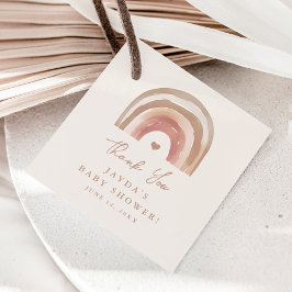 Boho Rainbow Neutral Baby Shower Thank You フェイバータグ