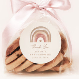 Boho Rainbow Neutral Baby Shower Thank You ラウンドシール