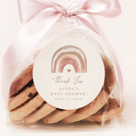 Boho Rainbow Neutral Baby Shower Thank You ラウンドシール