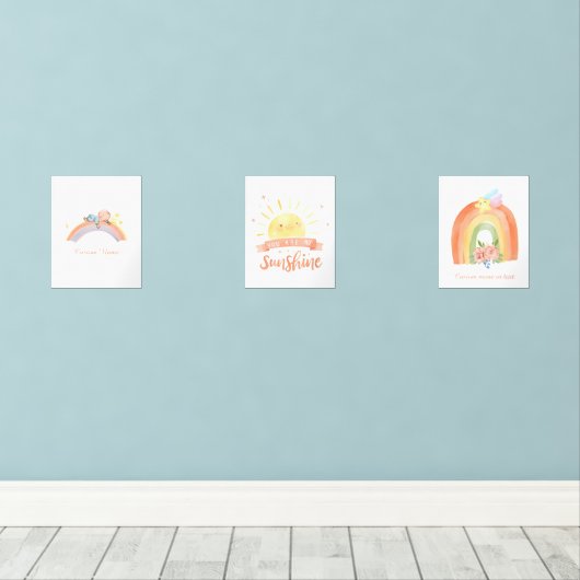 Boho Rainbow Nursery Room Decor (ウッドフロア)