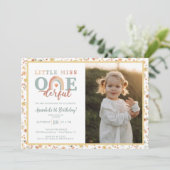 Boho Rainbow Onederfulフォト招待状自然- 1 招待状 (スタンド正面)