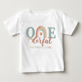 Boho Rainbow Onederful誕生日ガールTシャツ – 1st ベビーTシャツ