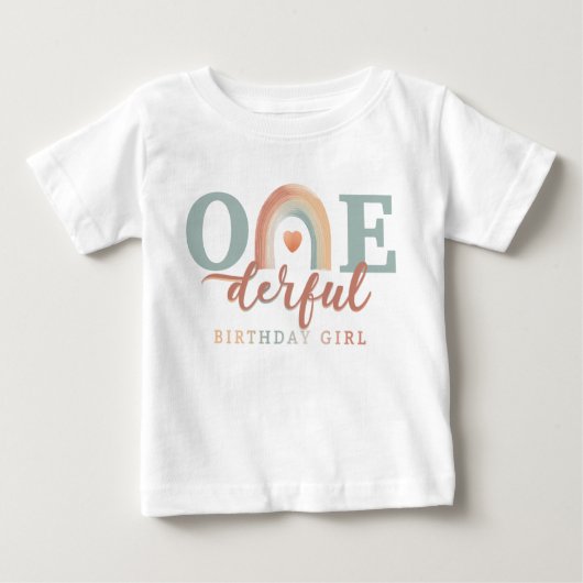 Boho Rainbow Onederful誕生日ガールTシャツ – 1st ベビーTシャツ (正面)