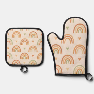Boho Rainbow Oven Mitt & Pot Holder Set 鍋つかみ&鍋敷きセット