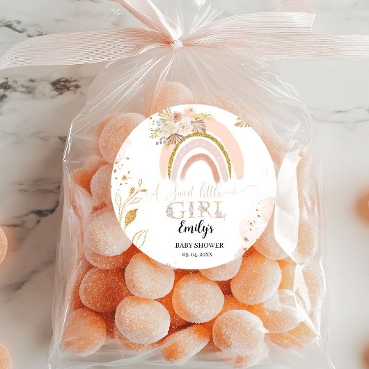 Boho Rainbow Pampas Grass Thank you Baby Shower ラウンドシール