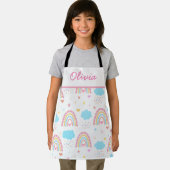 Boho rainbow pattern with clouds pastel Girls エプロン (インサイチュ)