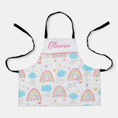Boho rainbow pattern with clouds pastel Girls  エプロン (正面)