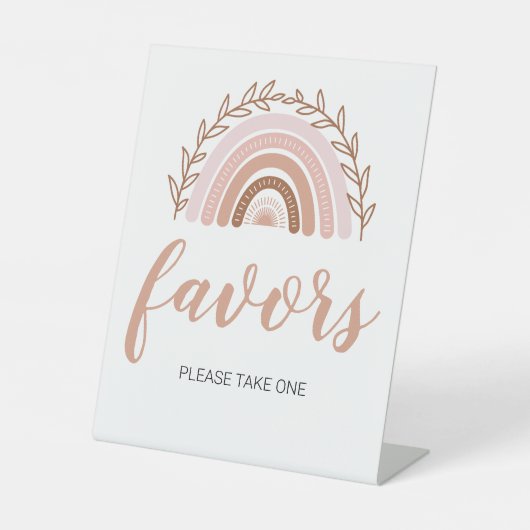 Boho Rainbow Pavies Sign, Baby Shower Sign 8x10" 台座サイン (正面)