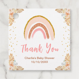 Boho Rainbow Pink Baby Showerありがとう フェイバータグ
