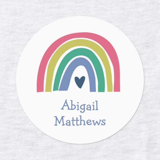 Boho Rainbow Pink Navy Name Iron On Clothing ラベル (デザイン2)