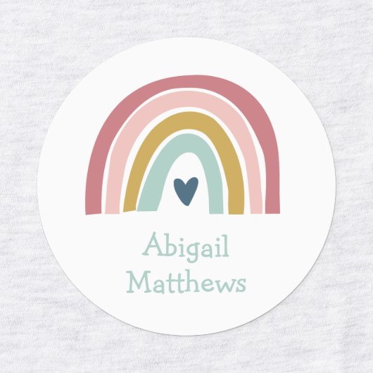 Boho Rainbow Pink Navy Name Iron On Clothing ラベル (デザイン2)