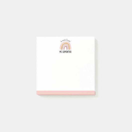 Boho Rainbow Post Itノート（ピンククリームカワイイ） ポストイット (正面)