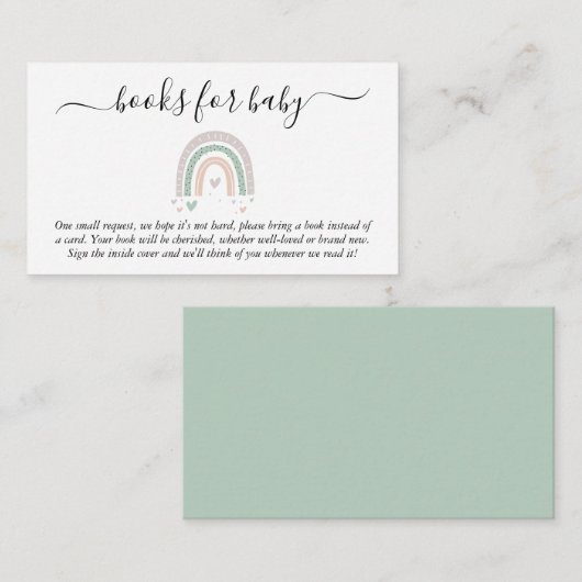 Boho Rainbow Sage Books for Baby Shower エンクロージャーカード (正面/裏面)