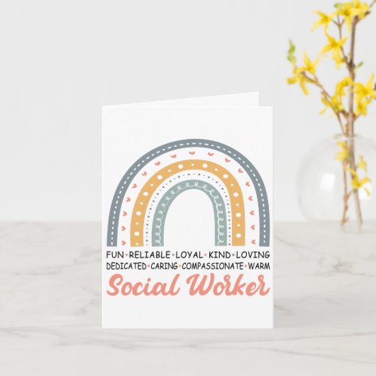 Boho Rainbow Social Work Month Card カード (黄色い花)