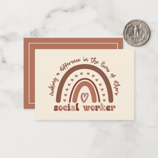 Boho Rainbow Social Workerの評価 ノートカード (正面/裏面インサイチュ)