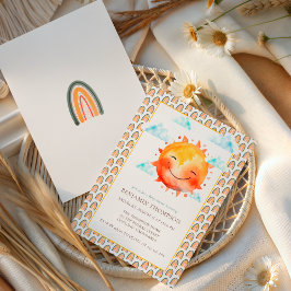 Boho Rainbow Sunshine Gender Neutral Baby Shower 招待状