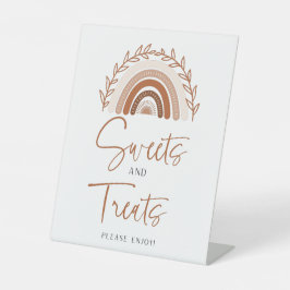 Boho Rainbow Sweets and Treets Baby Shower Sign 台座サイン