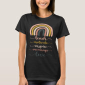 Boho Rainbow Teach Inspire Motivate Encourage Tシャツ (正面)