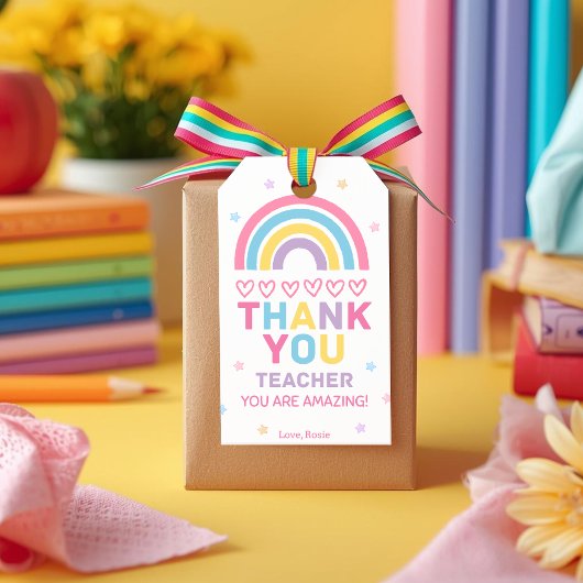 Boho Rainbow Teacher Appreciation Gift Tag ギフトタグ