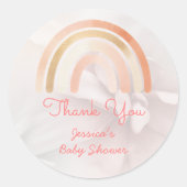Boho Rainbow Terracotta Personalized Baby Shower ラウンドシール (正面)