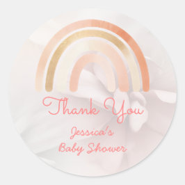 Boho Rainbow Terracotta Personalized Baby Shower ラウンドシール