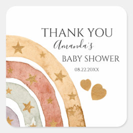 Boho Rainbow Thank You Baby Shower スクエアシール