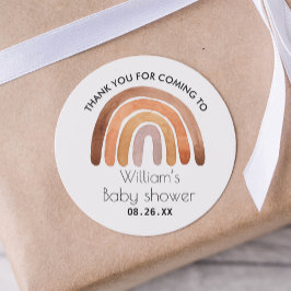 Boho Rainbow Thank You Baby Shower ラウンドシール