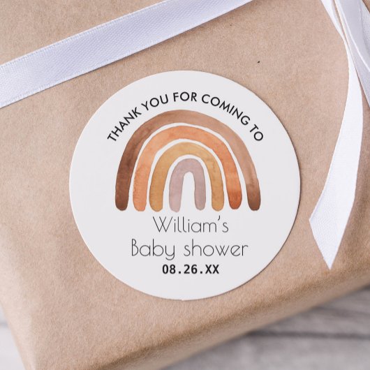 Boho Rainbow Thank You Baby Shower ラウンドシール