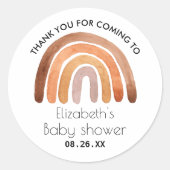 Boho Rainbow Thank You Baby Shower ラウンドシール (正面)