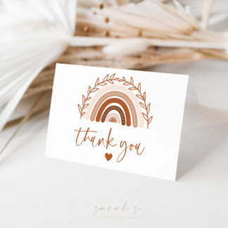 Boho Rainbow Thank You, Terracotta Tones サンキューカード