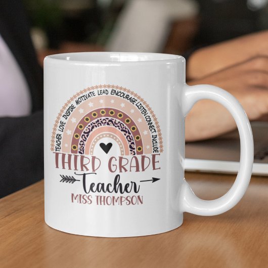  Boho Rainbow Tumbler for 3rd Grade Teacher コーヒーマグカップ