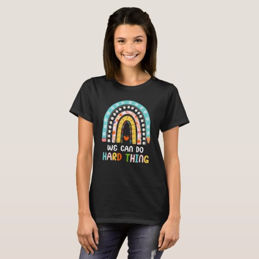 Boho Rainbow We Can Do Hard Things Teacher Back To Tシャツ (正面フル)
