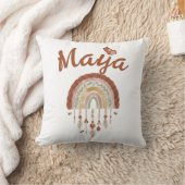 Boho Rainbow & Whimsical Bee Pattern Nursery Curta クッション (ブランケット)