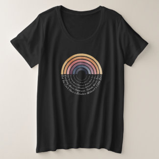 Boho Rainbow Wisdom: Happiness & Rain Quote Art プラスサイズTシャツ