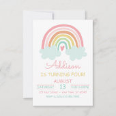 Boho Rainbow With Clouds Birthday Party招待 招待状 (正面)