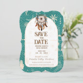 Boho Ranchの結婚ターコイズ写真Save the Date 招待状 (スタンド正面)