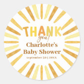 Boho Ray of Sunshine赤ちゃんシャワーありがとう ラウンドシール (正面)