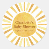 Boho Ray of Sunshine Baby Shower ラウンドシール (正面)