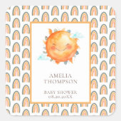 Boho Ray Of Sunshine Rainbow Baby Showerありがとう スクエアシール (正面)