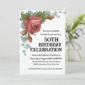 Boho Red and Green 50th Birthday Partyへの招待 招待状 (スタンド正面)