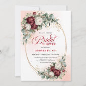 Boho Red and White Flowers Bridal Shower Invites 招待状 (正面)