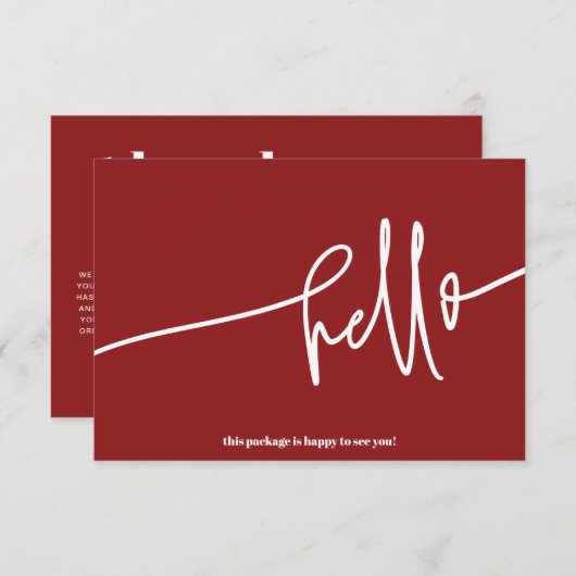 Boho Red Hello Thank You Order Small Business エンクロージャーカード (正面/裏面)